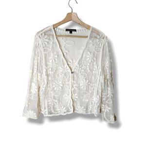 Romantic Chris McLaughlin Sheer Mesh Top Size L Dainty Fairycore Cottagecore